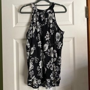 Black and white floral tank top size L